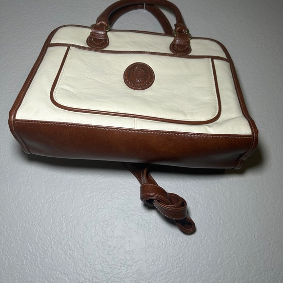 Vintage Jackson Two Tone Satchel Handbag Cream Brown minimal classic everyday - Picture 3 of 7
